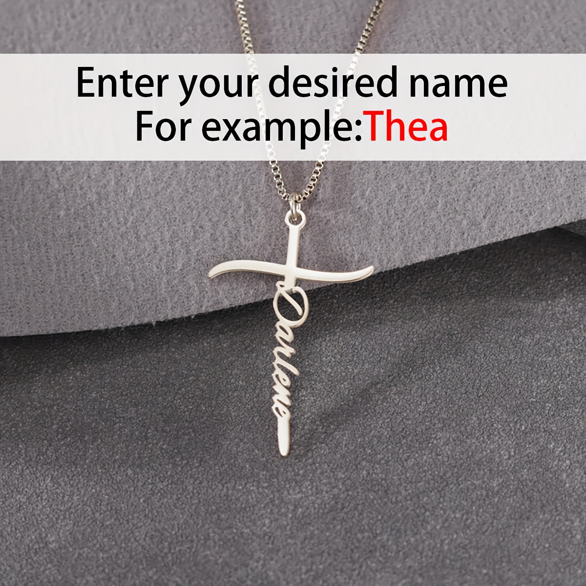 Unisex Personalized Cross Name Necklace in 304L Stainless Steel